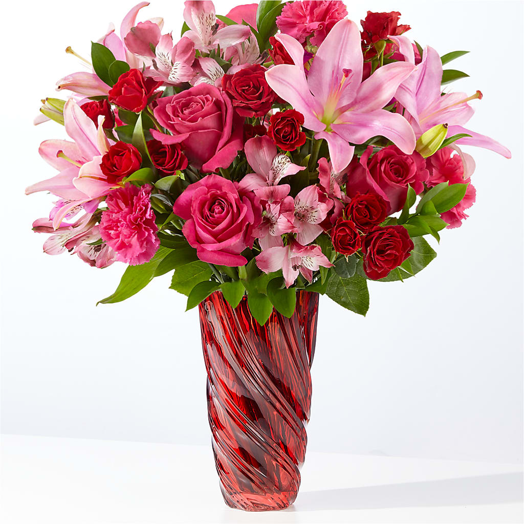 In Love Bouquet with Luxe Swirl Vase – Mulberry Florist And Gift Shop, Elizabethtown KY