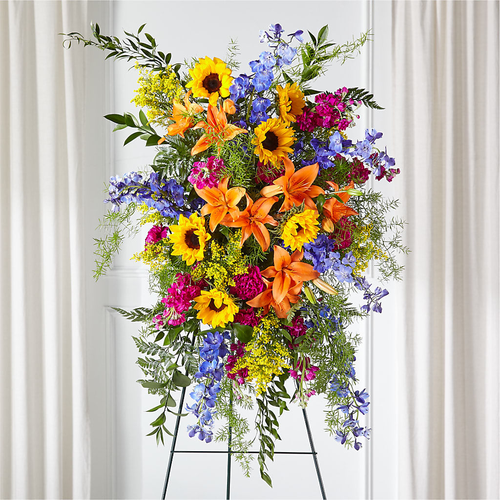 Sunlit Memories Standing Spray (Standard) – Mulberry Florist And Gift Shop, Elizabethtown KY