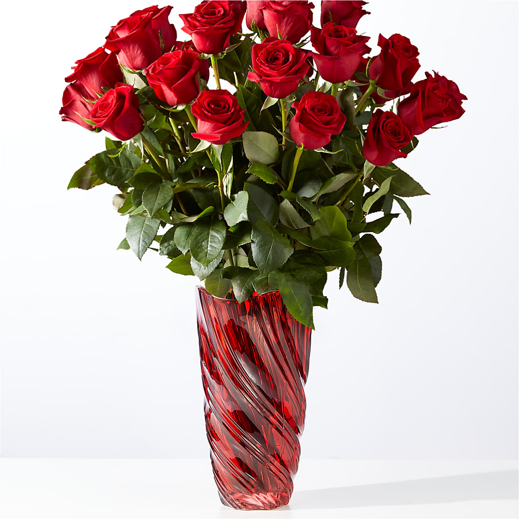 Classic Love Red Rose Bouquet with Luxe Swirl Vase – Mulberry Florist And Gift Shop, Elizabethtown KY