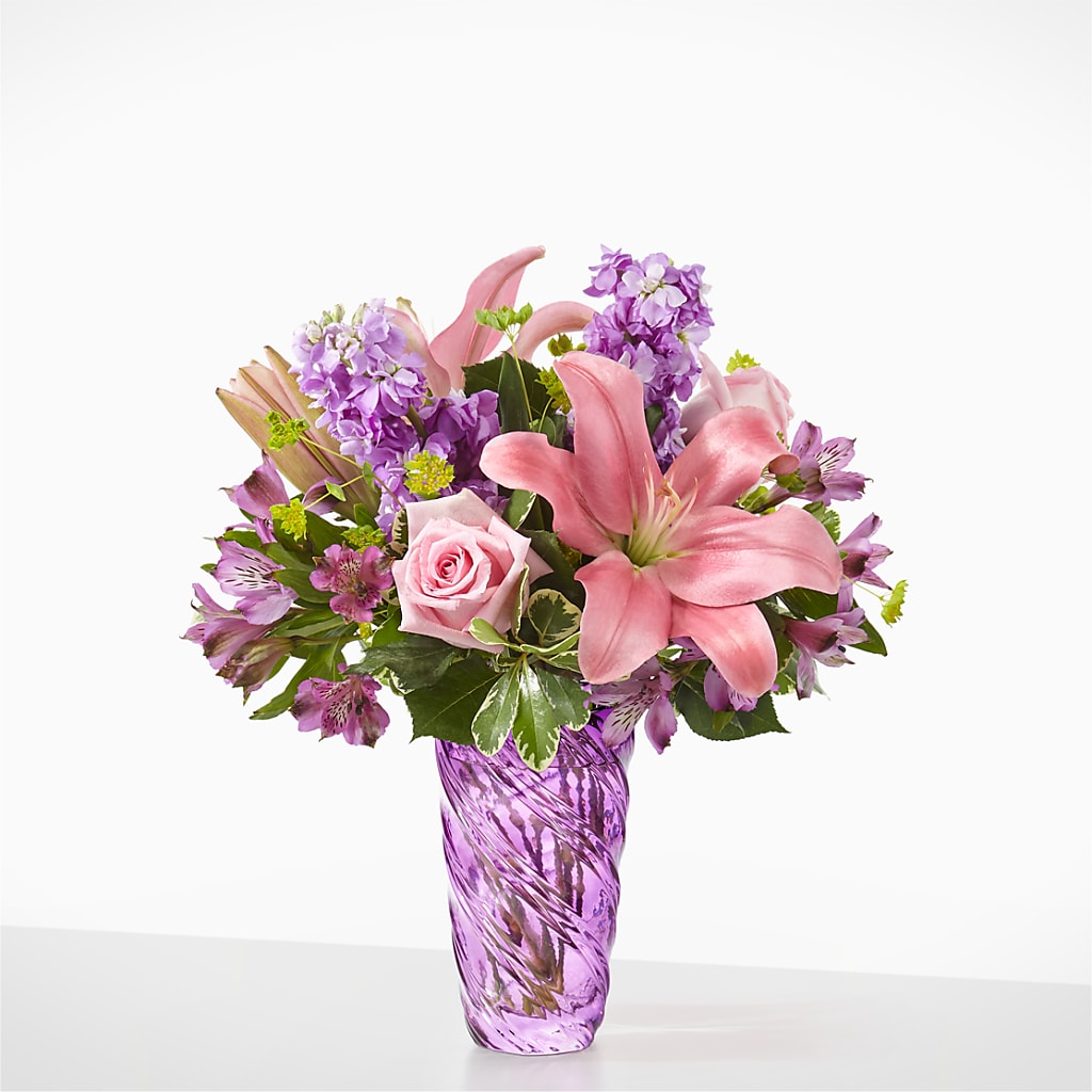 Precious Petals Bouquet with Luxe Swirl Vase – Mulberry Florist And Gift Shop, Elizabethtown KY
